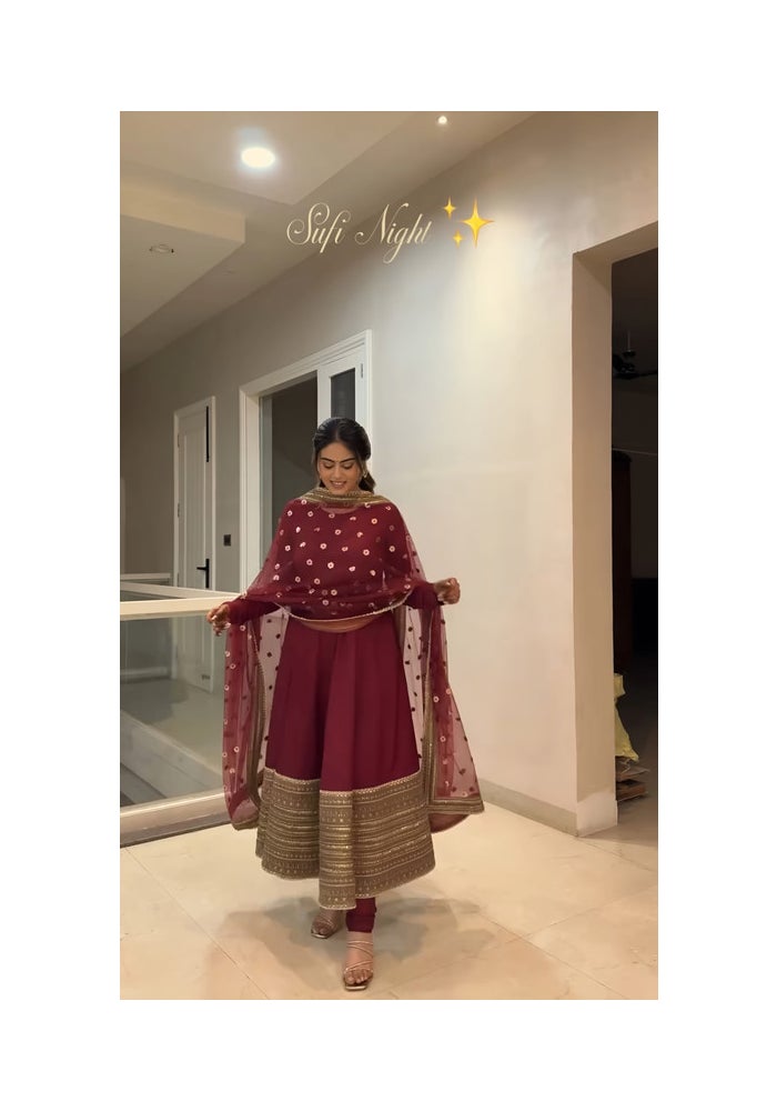 Malishka Export Maroon Anarkali Salwar Suit for Women - Image 1